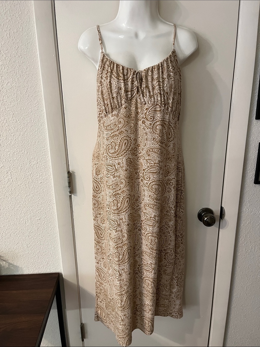 No Boundaries Beige Paisley Slip Dress